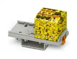 3273086: Panel Mount Barrier Terminal Block, Black/Yellow, 24 A, 690 V, 7 Pole, Push In, 12 AWG