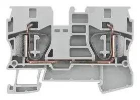 8WH2000-0AJ00: DIN Rail Mount Terminal Block, Grey, 2 Ways, 24 AWG, 6 AWG, 10 mm², Clamp, 65 A
