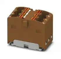 3002774: Panel Mount Barrier Terminal Block, Brown, 17.5 A, 450 V, 6 Pole, Push In, 14 AWG