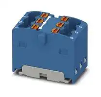 3002761: Panel Mount Barrier Terminal Block, Blue, 17.5 A, 450 V, 6 Pole, Push In, 14 AWG
