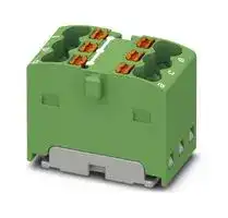 3002771: Panel Mount Barrier Terminal Block, Green, 17.5 A, 450 V, 6 Pole, Push In, 14 AWG