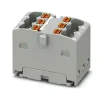 3002757: Panel Mount Barrier Terminal Block, Grey, 17.5 A, 450 V, 6 Pole, Push In, 14 AWG