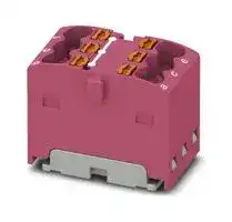 3002787: Panel Mount Barrier Terminal Block, Pink, 17.5 A, 450 V, 6 Pole, Push In, 14 AWG