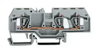 282-681: DIN Rail Mount Terminal Block, 3 Ways, 24 AWG, 10 AWG, 6 mm², Clamp, 41 A