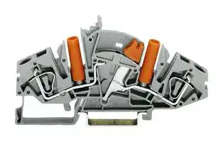 282-821: DIN Rail Mount Terminal Block, 2 Ways, 24 AWG, 10 AWG, 6 mm², Clamp, 30 A