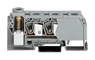 284-621: DIN Rail Mount Terminal Block, 4 Ways, 24 AWG, 8 AWG, 10 mm², Clamp, 125 A