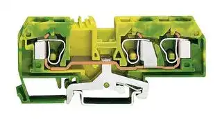 284-687: DIN Rail Mount Terminal Block, 3 Ways, 24 AWG, 8 AWG, 10 mm², Clamp