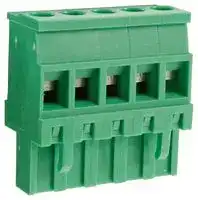 CTBP92VG/5R: Pluggable Terminal Block, Reversed, 5 mm, 5 Ways, 28 AWG, 14 AWG, 1.5 mm², Clamp