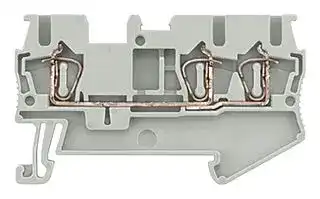 8WH2003-0AF00: DIN Rail Mount Terminal Block, Grey, 3 Ways, 28 AWG, 12 AWG, 2.5 mm², Clamp, 28 A