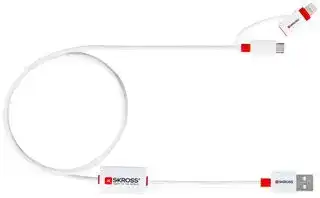 2.700212: USB Cable, Type A Plug to Lightning Connector, Micro Type B Plug, 1 m, 3.28 ft, USB 2.0, White