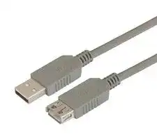 ECUSBAX-3M: USB Cable, Type A Plug to Type A Receptacle, 3 m, 9.8 ft, USB 2.0, Grey
