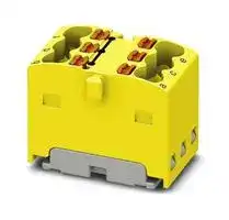 3002768: Panel Mount Barrier Terminal Block, Yellow, 17.5 A, 450 V, 6 Pole, Push In, 14 AWG
