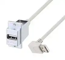 U2A00007-36I: USB Cable, Bulkhead Adapter, Type A Receptacle to 90° Type A Plug, 914.4 mm, 36 ", USB 2.0