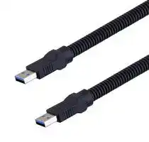 U3A00003-05M: USB Cable, Plastic Armor, Type A Plug to Type A Plug, 500 mm, 19.7 ", USB 3.0, Black