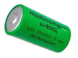 MP013867: Battery, 3.6 V, D, Lithium Thionyl Chloride, 19 Ah, Raised Positive and Negative, 1