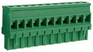 CTBP92VG/11R: Pluggable Terminal Block, Reversed, 5 mm, 11 Ways, 28 AWG, 14 AWG, 1.5 mm², Clamp