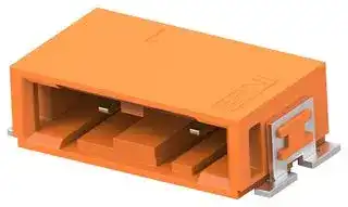 524227-E: Connector, Orange, ERNI VolTron 1000 Series, 2 Contacts, 6.2 mm, Header, Surface Mount Right Angle