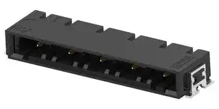 524232-E: Connector, Black, ERNI VolTron 1000 Series, 5 Contacts, 6.2 mm, Header, Surface Mount Right Angle