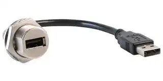 MP002430: USB Cable, Type A Plug to Type A Receptacle, 200 mm, 7.9 ", USB 2.0, Black