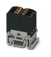 3002967: Panel Mount Barrier Terminal Block, Black, 17.5 A, 500 V, 6 Pole, Push In, 14 AWG