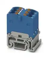 3002919: Panel Mount Barrier Terminal Block, Blue, 17.5 A, 500 V, 6 Pole, Push In, 14 AWG