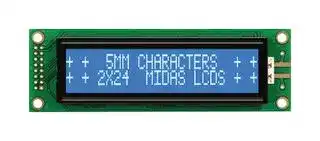 MC22405A6WR-BNMLW: Alphanumeric LCD, 24 x 2, White on Blue, 5V, Parallel, English, Cyrillic, Transflective