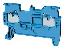 XW5T-P1.5-1.1-1BL: DIN Rail Mount Terminal Block, Feed Through, 2 Ways, 28 AWG, 14 AWG, 1.5 mm², Push In, 17.5 A