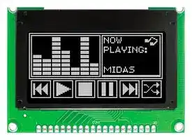 MCOB128064T1V-WP: Graphic OLED, 128 x 64 Pixels, White on Black, 3V, Parallel, 75mm x 52.7mm, -40 °C
