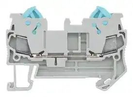 8WH3000-0AE00: DIN Rail Mount Terminal Block, Grey, 2 Ways, 24 AWG, 16 AWG, 1.5 mm², Clamp, 17.5 A