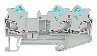 8WH3003-0AE00: DIN Rail Mount Terminal Block, Grey, 3 Ways, 24 AWG, 16 AWG, 1.5 mm², Clamp, 17.5 A