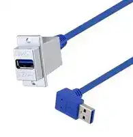 U3A00034-50I: USB Cable, Type A Receptacle to 90° Type A Plug, 1.3 m, 50 ft, USB 3.0, Blue