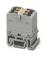 3002910: Panel Mount Barrier Terminal Block, Grey, 17.5 A, 500 V, 6 Pole, Push In, 14 AWG