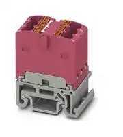 3002976: Panel Mount Barrier Terminal Block, Pink, 17.5 A, 500 V, 6 Pole, Push In, 14 AWG