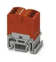 3002928: Panel Mount Barrier Terminal Block, Red, 17.5 A, 500 V, 6 Pole, Push In, 14 AWG