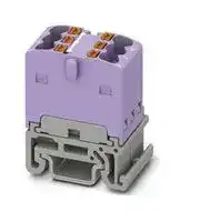 3002973: Panel Mount Barrier Terminal Block, Violet, 17.5 A, 500 V, 6 Pole, Push In, 14 AWG