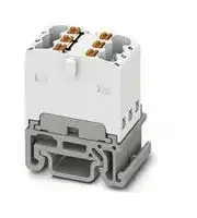 3002936: Panel Mount Barrier Terminal Block, White, 17.5 A, 500 V, 6 Pole, Push In, 14 AWG