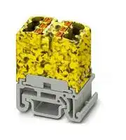 3002980: Panel Mount Barrier Terminal Block, Black/Yellow, 17.5 A, 500 V, 6 Pole, Push In, 14 AWG