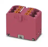 3273281: Panel Mount Barrier Terminal Block, Pink, 24 A, 450 V, 6 Pole, Push In, 12 AWG
