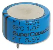 FT0H104ZF: Supercapacitor, EDLC, 0.1 F, 5.5 V, Radial Leaded, -20%, +80%, 5.08 mm, 1000 hours @ 85°C