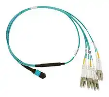 885366503: Fibre Optic Cable, OM3 Multimode, MTP to LC Duplex, Aqua, 3 m