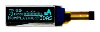 MCOT128032CY-BS: Graphic OLED, 128 x 32 Pixels, Blue on Black, 2.8V, SPI, 48mm x 11.5mm, -40 °C