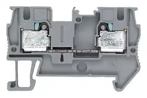 8WH6000-0AG00: DIN Rail Mount Terminal Block, Grey, 2 Ways, 24 AWG, 10 AWG, 4 mm², Clamp, 32 A