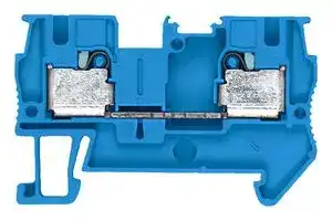 8WH6000-0AG01: DIN Rail Mount Terminal Block, Blue, 2 Ways, 24 AWG, 10 AWG, 4 mm², Clamp, 32 A