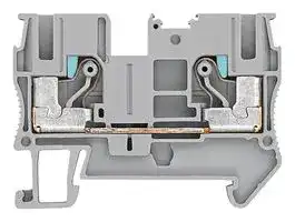 8WH6000-0AH00: DIN Rail Mount Terminal Block, Grey, 2 Ways, 20 AWG, 8 AWG, 6 mm², Clamp, 41 A