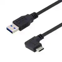 U3A00075-03M: USB Cable, Type A Plug to 90° Type C Plug, 300 mm, 1 ft, USB 3.0, Black