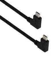 U3A00079-03M: USB Cable, 90° Type C Plug to 90° Type C Plug, 300 mm, 11.8 ft, USB 3.0, Black
