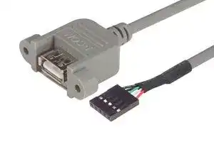 UPMA5-075M: USB Cable, Type A Receptacle to Board-In Crimp Terminal, 750 mm, 29.5 ft, USB 2.0, Grey