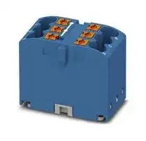3273396: Panel Mount Barrier Terminal Block, Blue, 24 A, 450 V, 6 Pole, Push In, 12 AWG