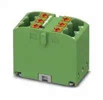 3273402: Panel Mount Barrier Terminal Block, Green, 24 A, 450 V, 6 Pole, Push In, 12 AWG