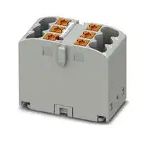 3273395: Panel Mount Barrier Terminal Block, Grey, 24 A, 450 V, 6 Pole, Push In, 12 AWG